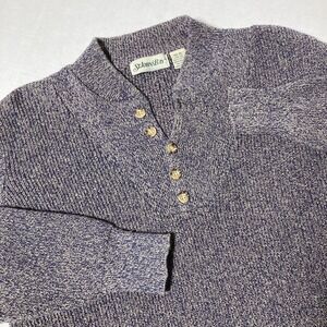 St.Johns Bay Mens Sweater Size XL Gray‎ Purple Cotton Henley Long Sleeve Knit